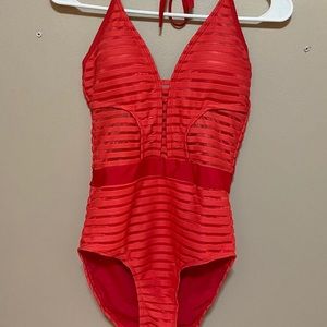 Red one piece swim suit
